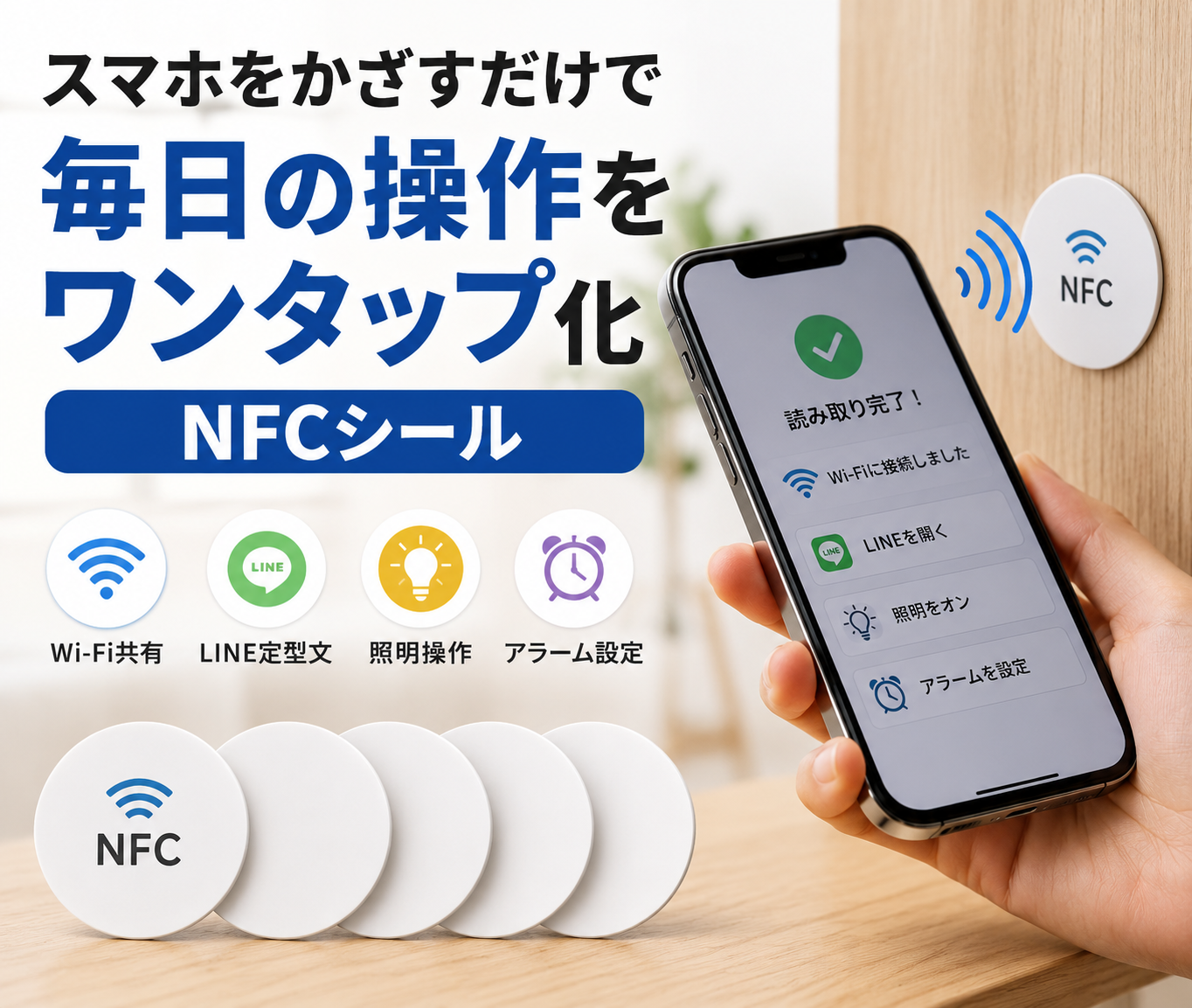 NFCシール ｜スマホをかざすだけでWi-Fi共有・URL共有・スマート操作