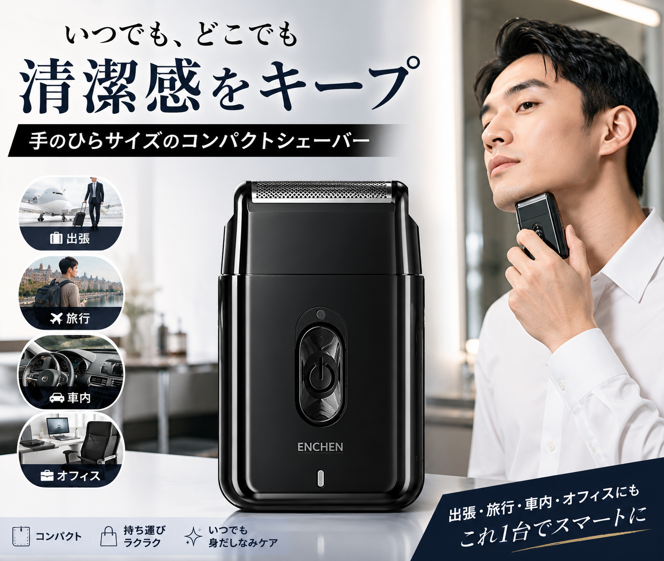コンパクトシェーバー｜Type-C充電式 手のひらサイズ ブラック