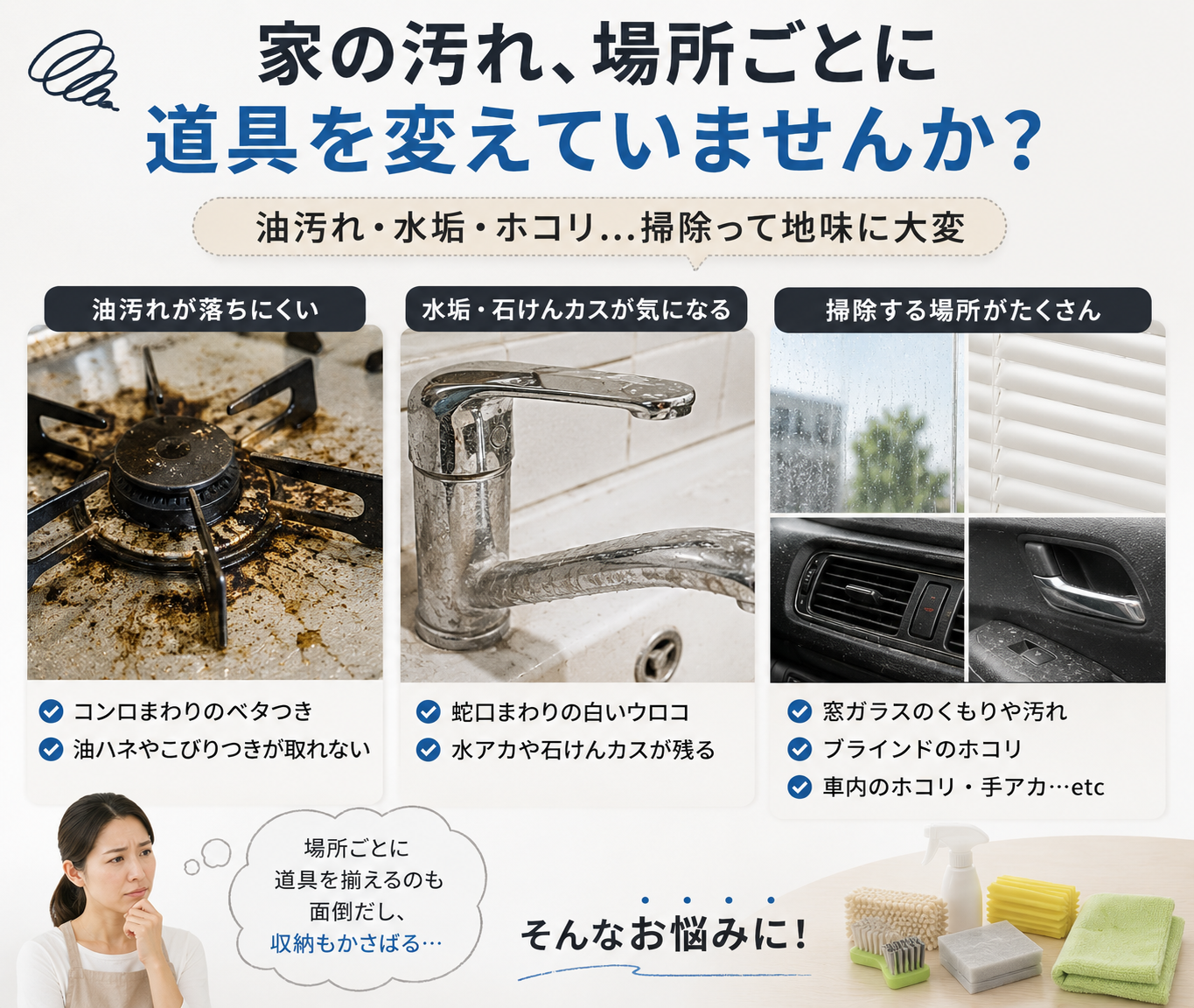 水だけで使える多用途お掃除スポンジ｜キッチン・窓・車内の汚れに