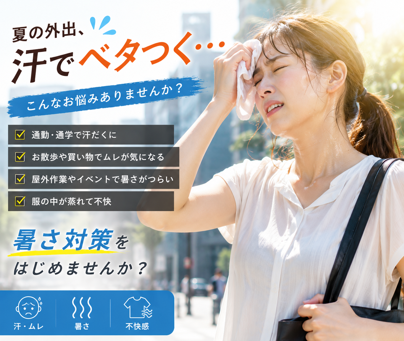 手ぶらで涼しい ポータブル涼感ファン