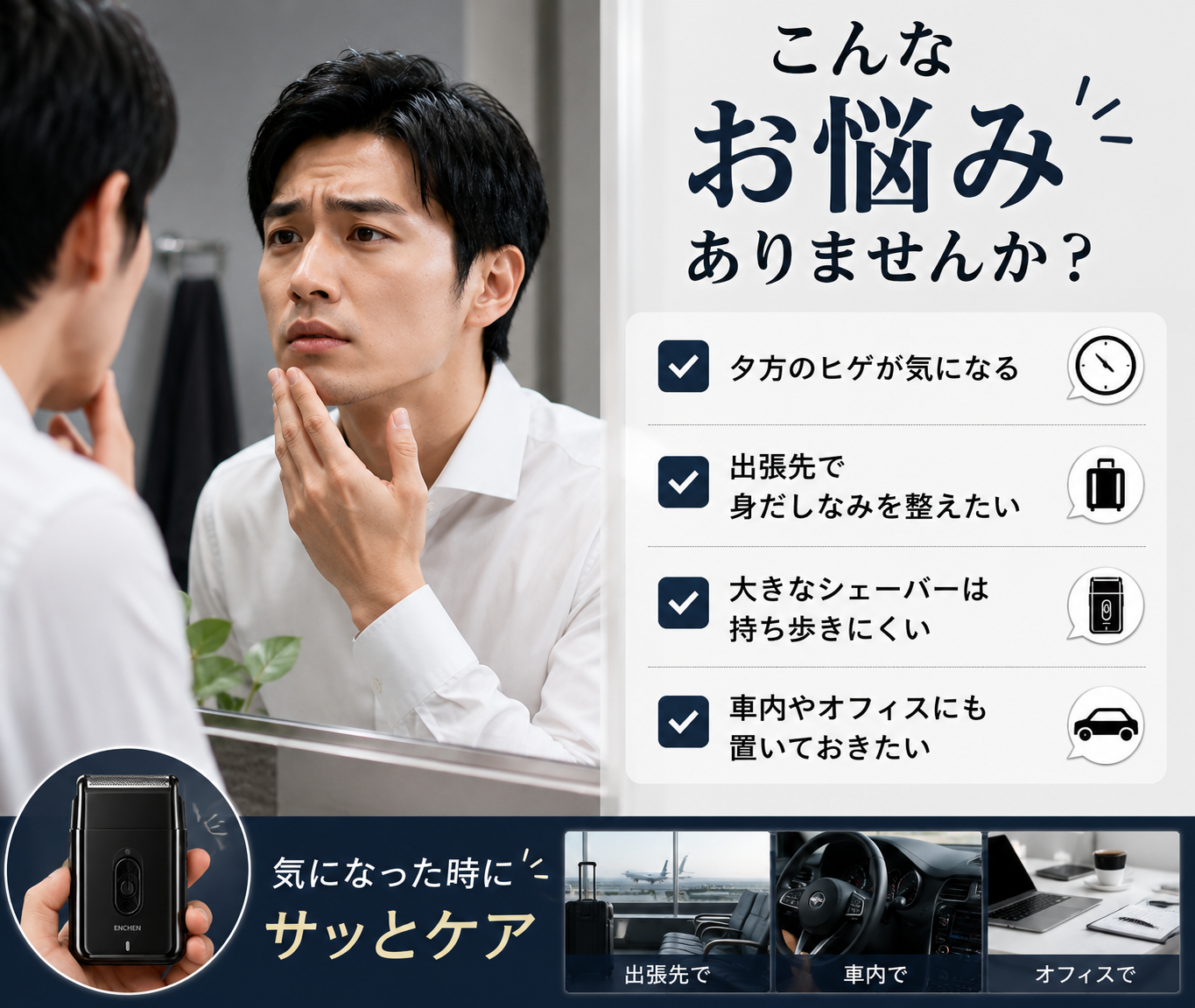 コンパクトシェーバー｜Type-C充電式 手のひらサイズ ブラック