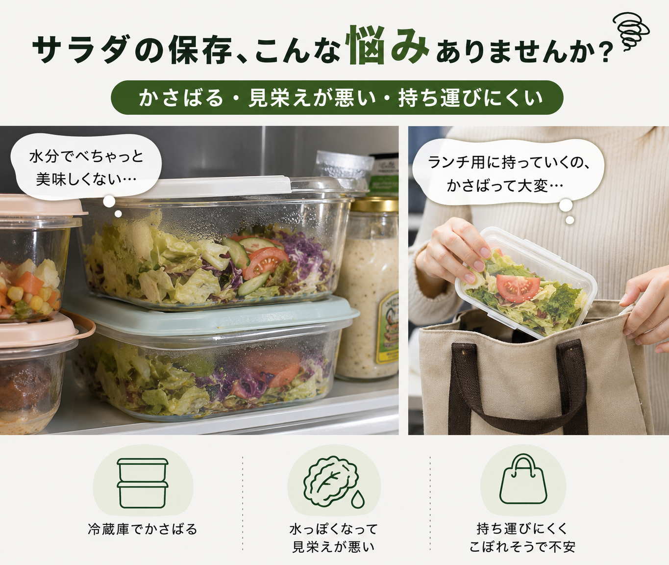 作ったサラダをそのまま持ち運べる｜サラダコンテナボトル