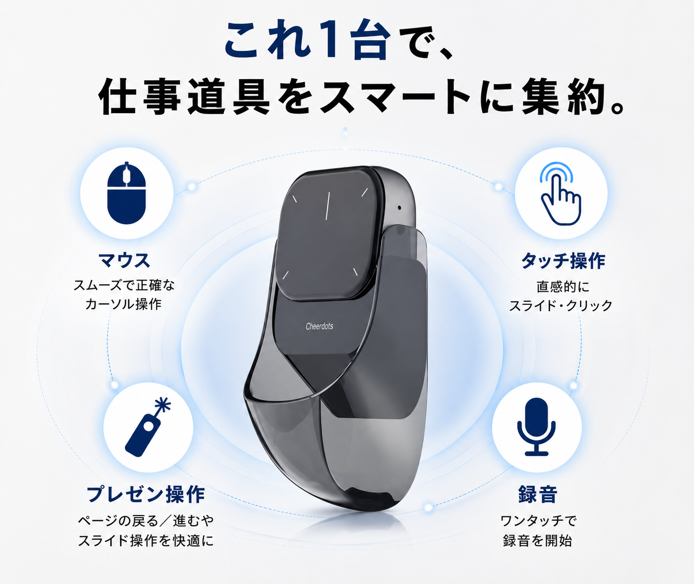 スマートタッチマウス｜プレゼン・録音対応 多機能ワイヤレスマウス