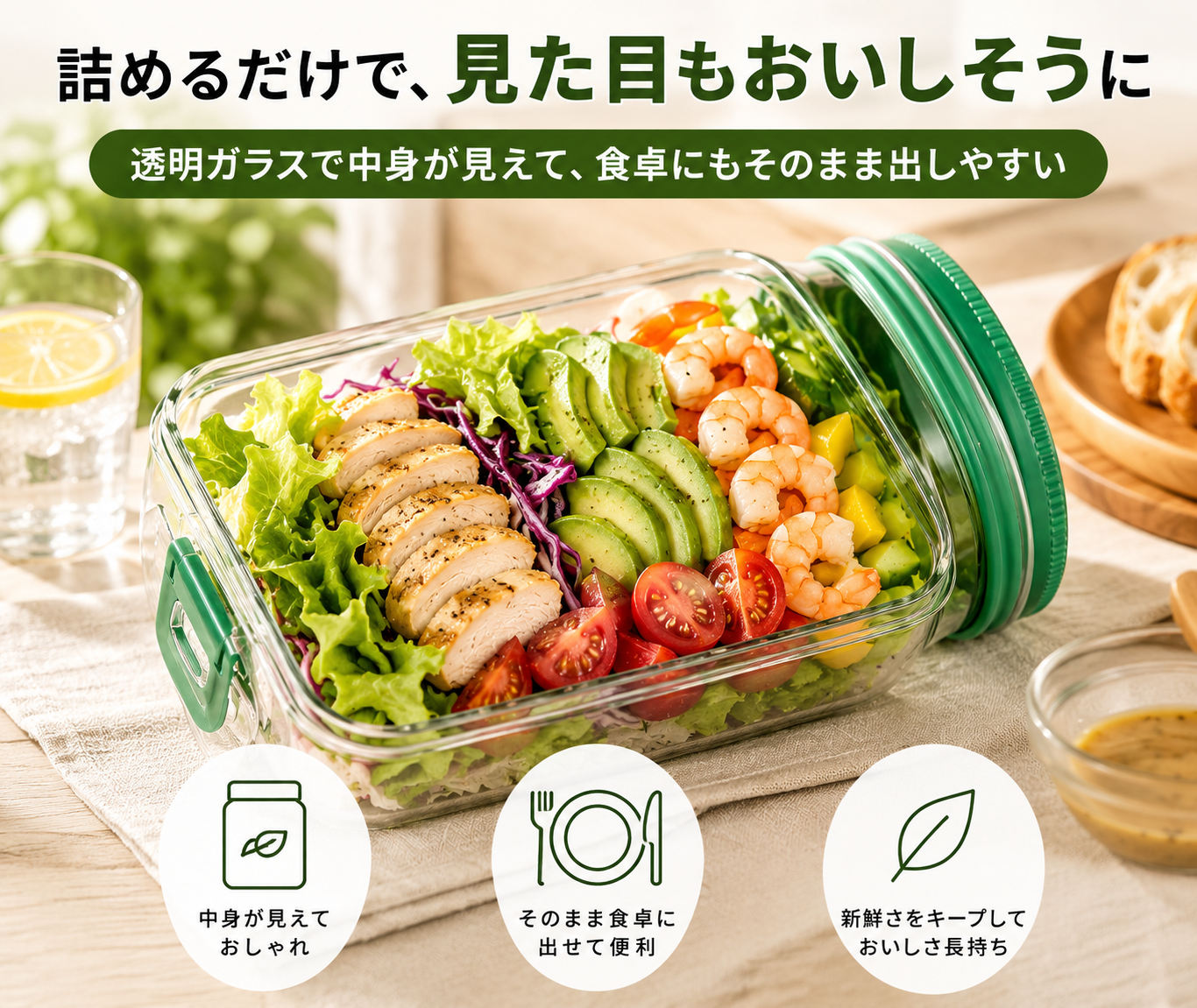 作ったサラダをそのまま持ち運べる｜サラダコンテナボトル
