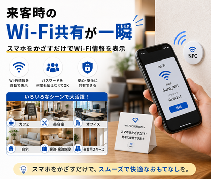 NFCシール ｜スマホをかざすだけでWi-Fi共有・URL共有・スマート操作