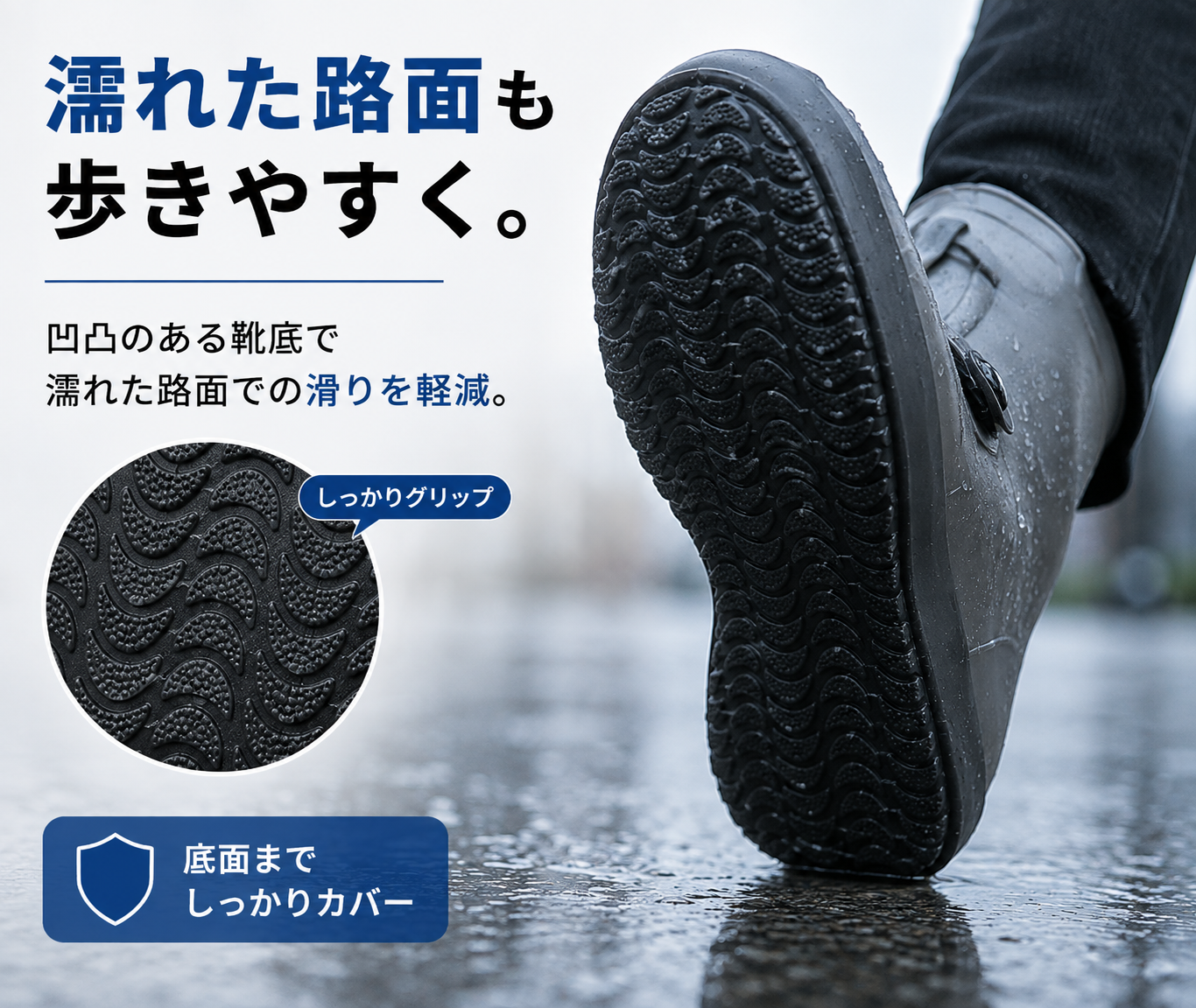 シリコン防水シューズカバー｜雨・泥から靴を守るレインカバー