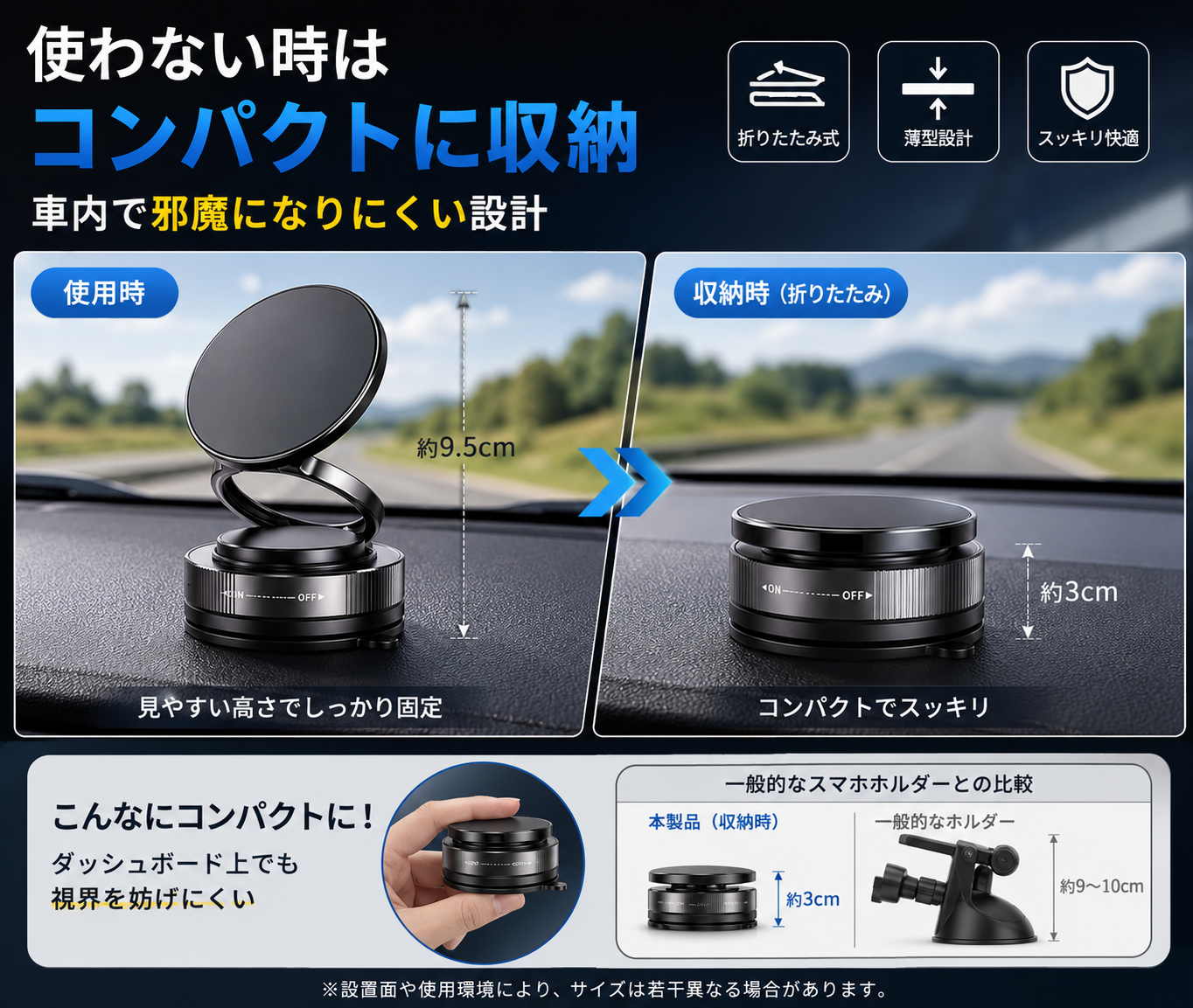 強力磁気式 車載スマホホルダー｜MagSafe対応 360°回転