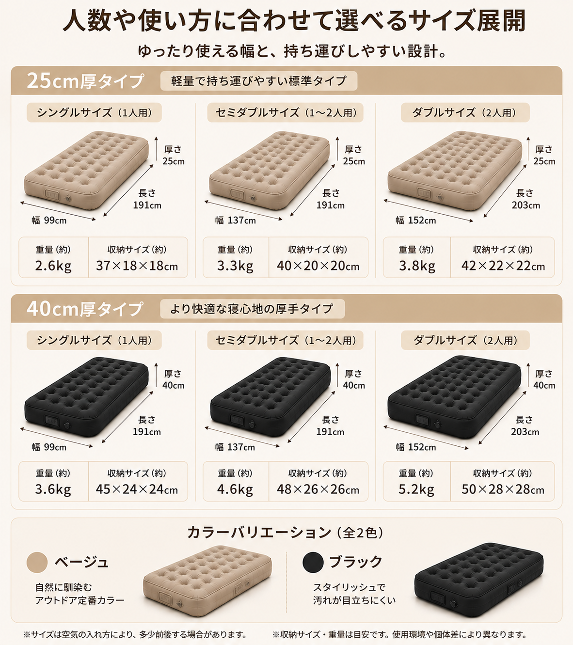どこでも快眠エアベッド｜キャンプ・来客用に使える極厚ポータブルマットレス