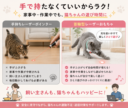 光を追いかけて楽しくひとり遊び｜猫用レーザー首輪