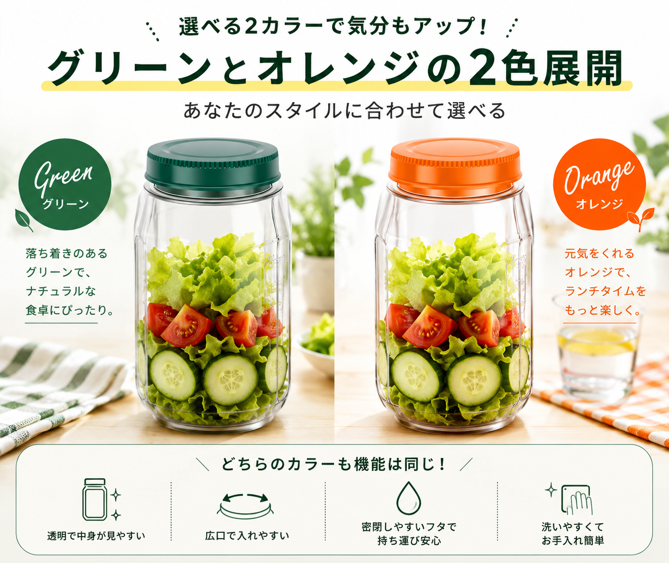 作ったサラダをそのまま持ち運べる｜サラダコンテナボトル