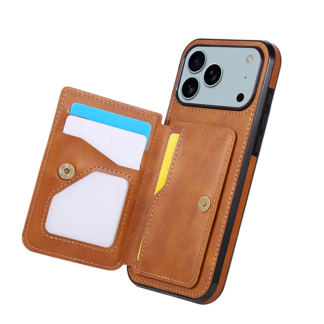 Anti-Theft Wallet Blocking Layer Magnetic Leather Phone Case For iPhone 17 Air 16E 15 14 Plus 13 12 Mini 11 Pro Max SE XS XR 8 7